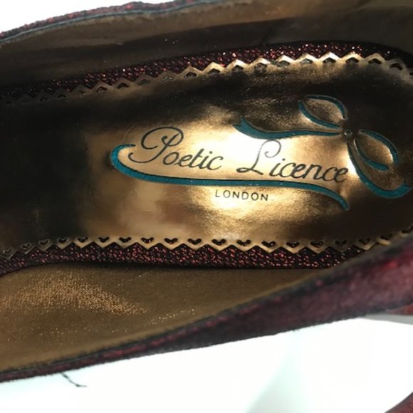 Poetic Licence London “Egyptian Princess” Red Metallic Peep Toe Pumps - Picture 4 of 16